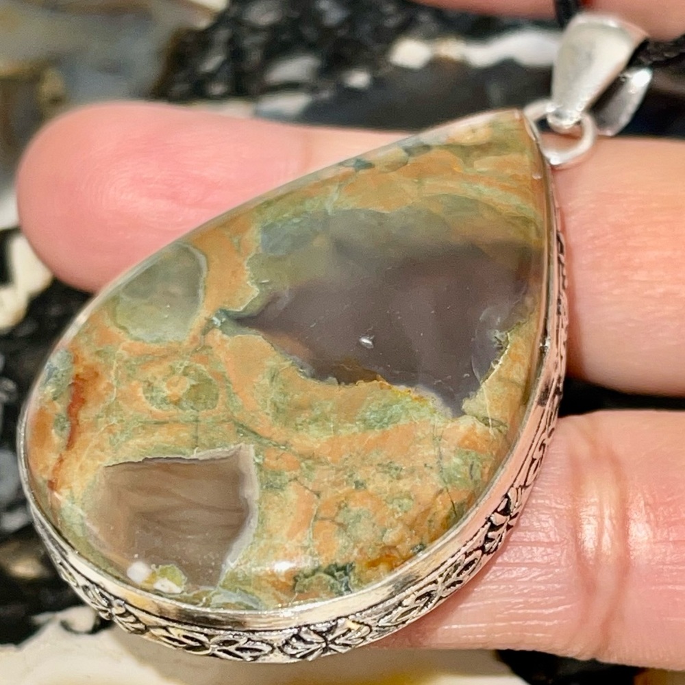 Rainforest Jasper Rhyolite Pendant 2 1/4”